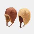 Colbacco invernale in velluto a coste marrone con spessa fodera in pile kaki - M (56-58cm) / Cuoio
