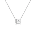 Collier minimaliste en argent sterling S925 avec pendentif carré et zircone cubique - Argent 925 / Platine