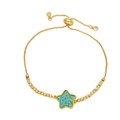 Adjustable gold bead bracelet with a sparkling blue star pendant for women - Blue Druzy