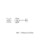 S925 sterling silver 7mm round brilliant cut 4-prong stud earrings with clear gemstone - White - 7MM