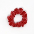 Solid red velvet scrunchie with vertical texture and high elasticity hair tie accessory - Orange Red