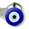 Blauer türkischer Evil Eye Schlüsselanhänger mit Glasanhänger und silbernem Ring für DIY - Klassisches blaues Auge (JY006346-1)