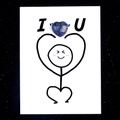 Healing card with heart shaped blue crystal sodalite stone and romantic I love U message - Sodalite