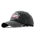 Detalle de gorra retro de algodón gris lavado con bordado de Aero New York 1865 - Ajustable / Verde Militar