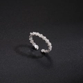 Detail of silver floral镂空 ring with white zircon stones and adjustable band setting - Lace Hollow Bead Style (Style 5)