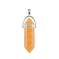 Natural orange crystal hexagonal pillar stone pendant with silver metal clasp - Yellow Jade