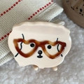 Pinza de pelo de perrito con gafas de sol de corazón en color crema y acabado carey - Cachorro Blanco (4.7cm)