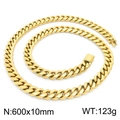 Collana a catena cubana dorata da uomo, larghezza 10 mm e lunghezza 600 mm, stile hip hop - Collana Color Oro (KN226664-KFC) / 600x10mm