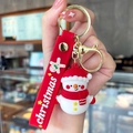 Portachiavi natalizio a forma di pupazzo di neve con cinturino in silicone rosso e oro - Rosso (Pupazzo di neve di Natale)