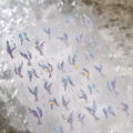 3D holographic nail stickers featuring blue-purple mermaid tails and bows, model M-1020 - M-1020 Transparent Glass Shards