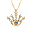 Vintage 18K gold plated evil eye crown necklace with blue zircon pendant for women - Crown Evil Eye Style (D187)