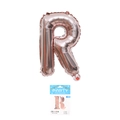 16 inch rose gold letter R foil balloon with branded card packaging for birthday party decor - 16" / Rose Gold Letter R (With Backing Card)
