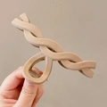 Elegant beige hair claw clip with twisted design for a high-end minimalist Korean look - 9# Coffee Twist Close-up Style
