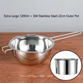 Recipiente para fundir chocolate de 1200ML en acero inoxidable 304 con olla exterior 22CM - Olla 1200ml+Exterior 22cm / Juego de Plata+Raspador Aleatorio