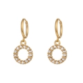18K gold plated stainless steel hoop earrings with micro-set zircon circle charms - Letter O