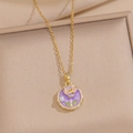 Collana dorata retrò francese con ciondolo ape viola e dettagli floreali e perle - Fiore di Ape Rotondo - Viola (A14 Viola)