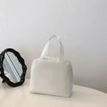 Simple pure white thermal lunch bag for children with top handle and zipper closure - Off-white