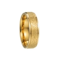 Bague minimaliste de 2mm en acier inoxydable avec texture givrée dorée et bords polis - US 5 / 6mm / Doré