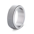 8mm zilveren spinner ring heren met gevlochten mesh textuur en gepolijste randen - US 6 / Zilver