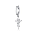 925 sterling silver hoop earrings with sparkling zircon cross charms in silver finish - Geometric Square Diamond Cross (0924) - Single / Platinum Silver (#11)