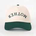 Cappellino baseball vintage con corona crema, visiera verde e ricamo MOTHER rovesciato - Taglia unica / Crema/Verde Scuro
