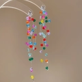 Orecchini a fiori con lunghe frange colorate e piccole perline in plastica per vacanze - 5# Orecchini Pendenti con Perline di Vetro Colorate