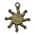 Ciondolo sole in lega di bronzo antico con raggi curvi per gioielli fai da te - Sole a Otto Raggi 16x19mm