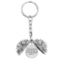 Silver sunflower locket keychain with engraved inspirational quote inside the pendant - T00008 Full Silver (You were given this life because you are strong enough)
