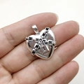 Pendentif cœur en alliage de zinc argenté avec chaîne et cadenas pour bijoux punk - Coeur Argenté avec Serrure à Chaîne / Argenté