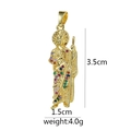 Golden religious portrait pendant with colorful stones, dimensions 3.5cm by 1.5cm, 4.0g - 【D2023JC】Standing Saint Colored Zircon