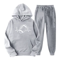 Survêtement gris en polaire avec imprimé football et cœur battant et sweat à capuche - S (L) / Haut Et Bas / Gris Clair (Football avec Impression de Battement de Cœur)