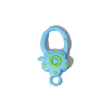 Light blue flower-shaped carabiner with green polka dots for DIY keychains - Dark Blue