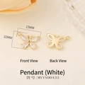 Ciondolo a farfalla dorato con zircone bianco, misura 15mm x 10mm per gioielli fai-da-te - 15x10mm / Bianco