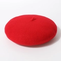 Elegante felrode wollen baret met klassieke steel voor de wintermode voor dames - Eén maat / Rood