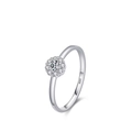 Klassischer Ring aus 925er Sterlingsilber in Blumenform mit funkelnden Diamanten - US Größe 5 / Silber