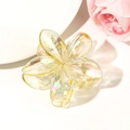 Iridescent yellow 4cm frangipani flower hair claw clip with a glossy pearl finish - 8cm / Iridescent Yellow