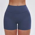 Pantaloncini yoga a vita alta blu scuro opaco con controllo addominale senza cuciture - Blu Scuro