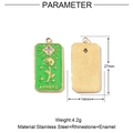 Detailed view of green enamel floral pendant with Lovers text and 27mm size dimensioning - LOVERS-Green
