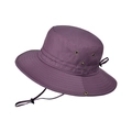 Foldable purple outdoor bucket hat with wide brim, waterproof fabric and windproof cord - Fuschia