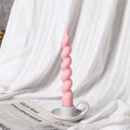 Modern spiral pink soy wax candle on white ceramic holder with aesthetic background - Style A Pink