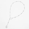 Detailed macro view of silver hollow heart pendant and letter M on beaded chain necklace - Letter M Pendant (XL3184【Steel Color M】) / Steel