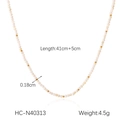 Detail view of 41cm beaded necklace showing 0.18cm white and gold beads with measurements - White (HC-N40313)