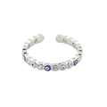 Bague ajustable mauvais œil en argent avec émail bleu et pierres de zircon - Ouvert Réglable / Argent-Bleu+Bleu Clair