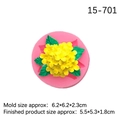 Pink peony flower silicone mold with yellow floral and green leaf fondant details - Style 4 / Pink