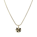 Collana placcata oro 18K con ciondolo a cuore floreale in smalto nero bianco e grigio - Fiore Dorato