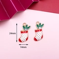 Christmas stocking charms in red and green enamel with rhinestone, 24mm x 14mm size - Christmas Boot