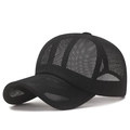 Casquette de baseball en mesh noir respirant pour l'été avec visière incurvée - Réglable / Noir