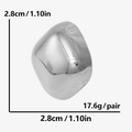 Detailed view of silver irregular liquid metal earrings with dimensions and weight info - Silver (D327-S)