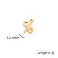 Golden percentage symbol charm for DIY jewelry, 7.2x10mm stainless steel pendant - Percent Sign (%) / Gold