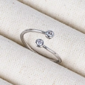 Adjustable silver 18K ring for women featuring minimalist double round zircon stones - Double Round White Zircon White Gold Style (Style 15 White Gold)